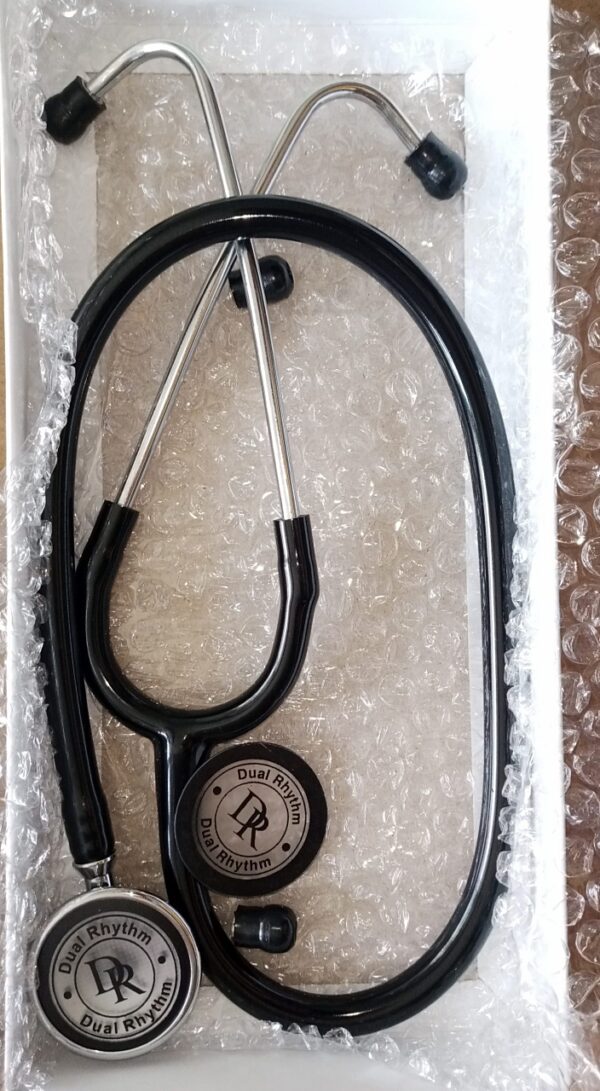 Dual rhythm stethoscope black