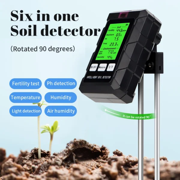 Soil Ph Meter with Temperature, Humidity, Light, Fertility and Air Humidity